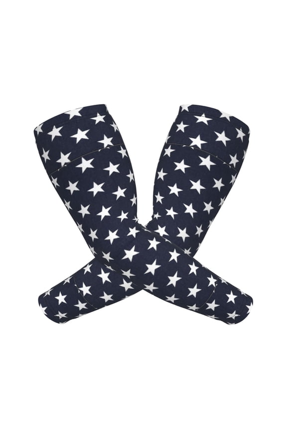Compression Arm Sleeves Cooling For Men Women Stars Navy Blue White Sun Protection Sleeve Baseball Athletic Basketball Sleeve Cover
