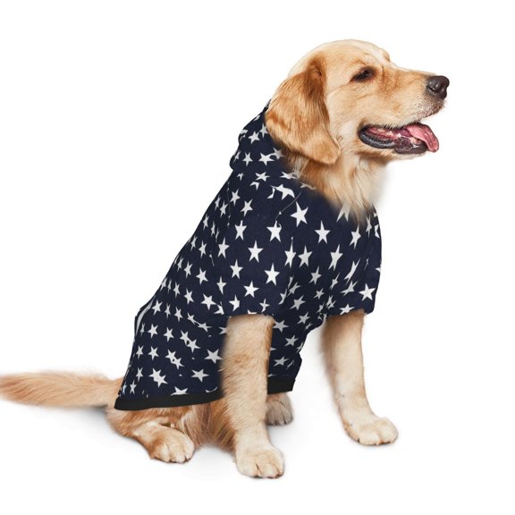 Stars Navy Blue White Dog Hoodie Colorful Pullover Sweatshirts Small