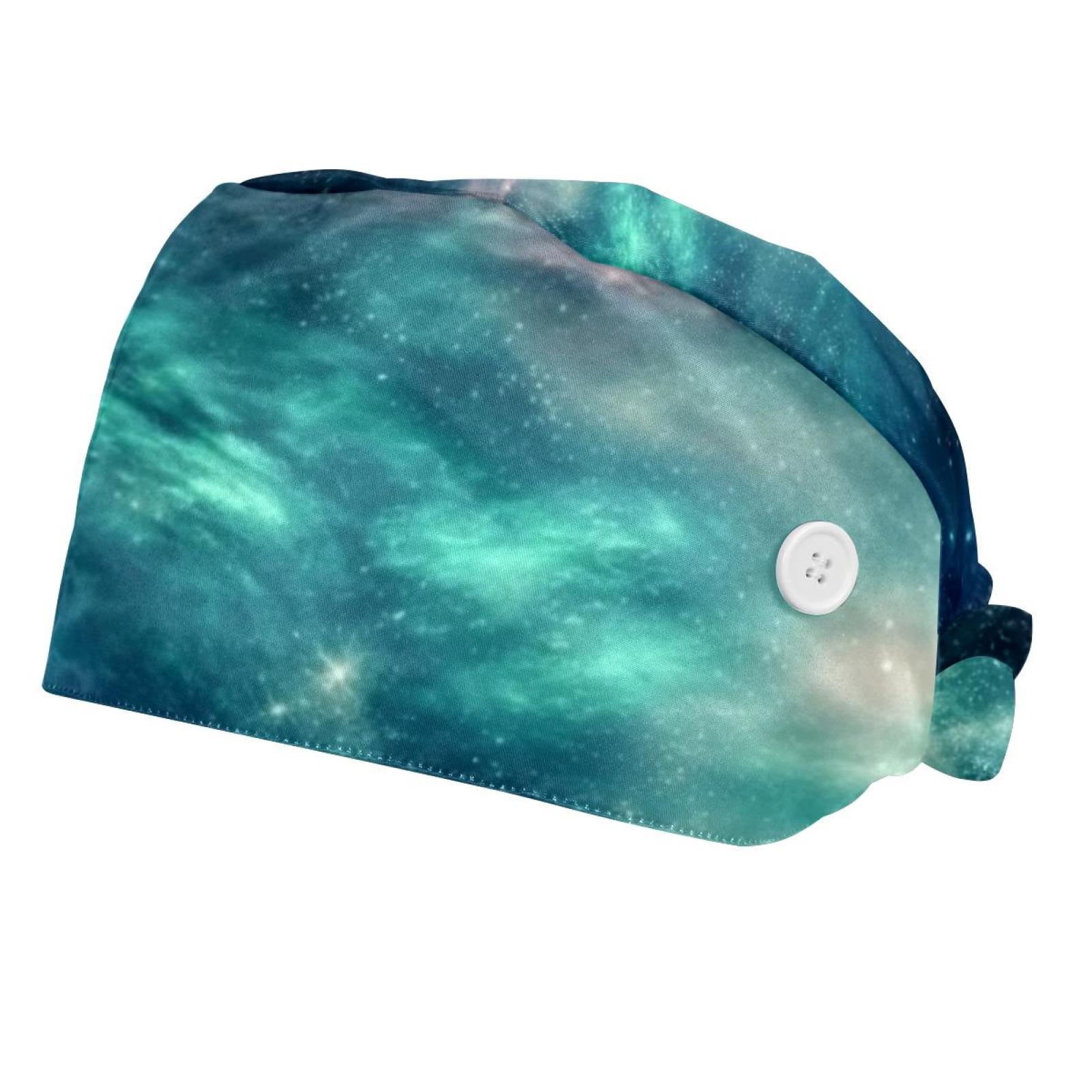 Women's Blue Butterfly Purple Floral Working Cap – Adjustable Head Cover With Sweatband