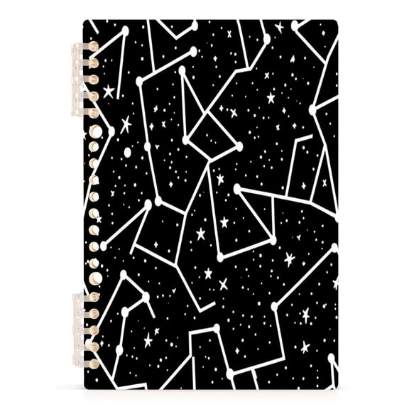 Stars Pattern Design A5 8.3x5.7in PP Notebook, Adjustable Rings, 60 Sheets, Diary or Journey Note