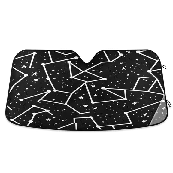 Stars Pattern Design Car Sunshade 55x27.6in UV Protection Heat Blocker 4 Suction Cups for SUV or Truck
