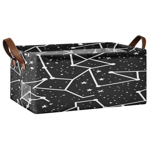Stars Pattern Design Open Home Storage Bins Foldable Metal Frame Shelf Baskets 16.9x11.4x7.7in Water-Resistant