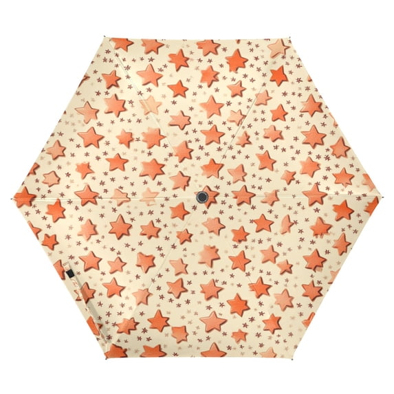 Stars Pattern Folding Umbrella UV50+ Waterproof Sun Protection Auto Open Close Compact Fiberglass Frame