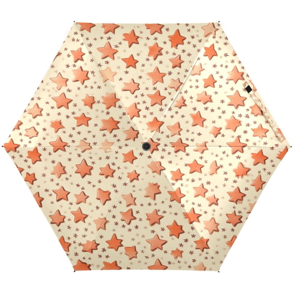 Stars Pattern Umbrellas for Sun Auto Open Close UV50+ Waterproof 5-Fold Compact Fiberglass Frame