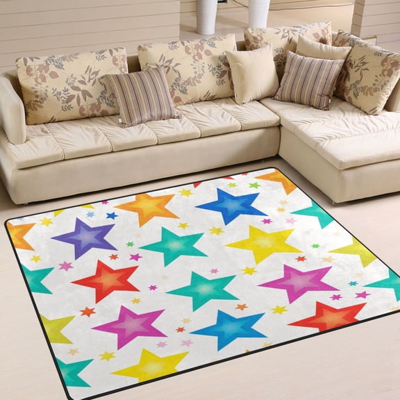 Stars Pentagram Area Rug Washable 80 x 58 Floor Carpet Mat Non Slip for Bedroom Living Room Home Decor