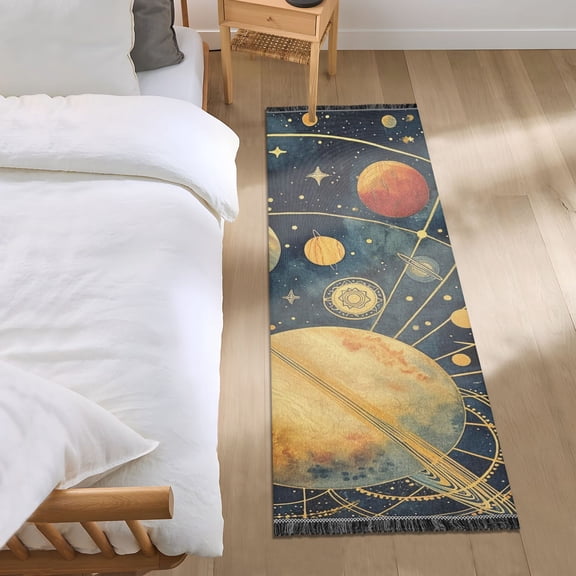 Stars Planet Sun Runner Area Rug 2x6 Soft Non-Slip Washable Bedside Carpet for Hallway Bedroom Living Room Home Decor