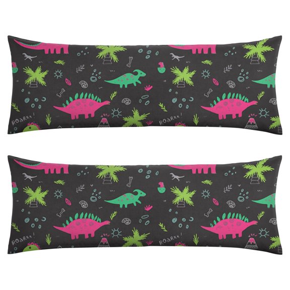 Stars & Planets Dinosaur Pillow Cover - 20x54 Long Body Pillowcase - Modern Dino Print - Cozy Fabric