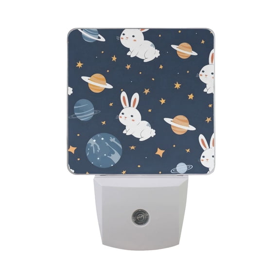 Stars Planets Rabbits LED Night Light with Smart Sensor Plug Into Wall Dusk to Dawn 2 packs