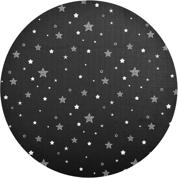 Stars Print Black Placemats Round Table Mats Non-Slip Washable Heat Resistant Kitchen Place Mat for Home Dining Coffee Tabletop (6PCS) Home Decor