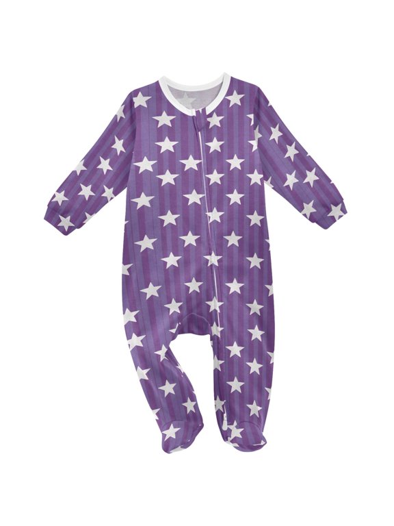 Stars Purple Baby Sleeper One-Piece Footies Newborn Roomper 6Months