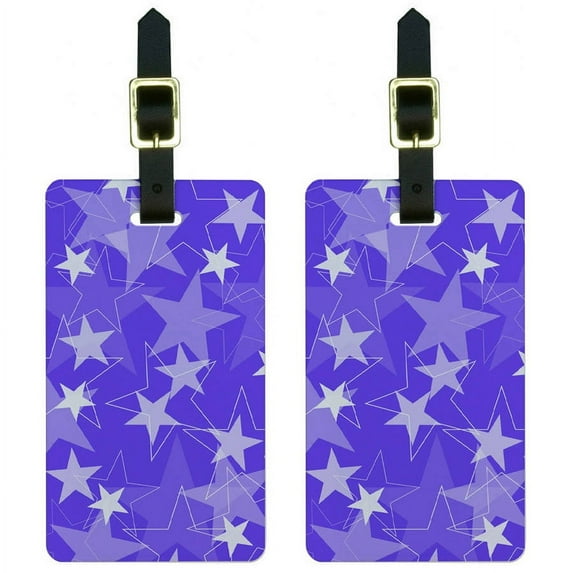 Stars Purple Luggage Tags Suitcase Carry-On ID, Set of 2