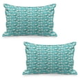 thumbnail image 1 of Stars Quilted Pillowcover Set of 2, Modern Design Grunge Layout Shapes Pattern on Half Tone Dotted Backdrop, Standard Queen Size Pillow Cover for Bedroom, 36" x 20", Eggshell and Seafoam, by Ambesonne, 1 of 1