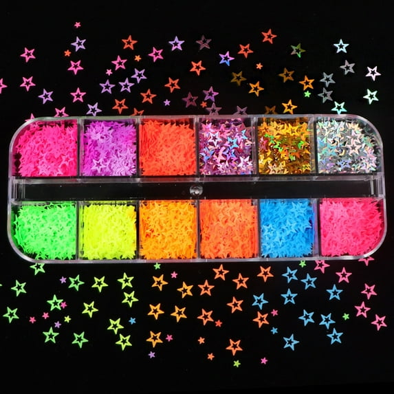 Stars Shape Fluorescent Sequins Holographic Glitter Flakes Glow in the Dark DIY Resin Mold Epoxy Filling Jewelry Making