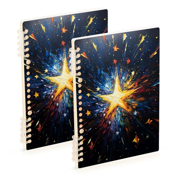 Stars Starry Sky Ring Binder Notebook Journey Note Diary College Ruled Spiral Notebook Study Loose Leaf Paper A5 60 Pages