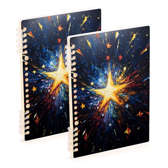 Stars Starry Sky Ring Binder Notebook Journey Note Diary College Ruled Spiral Notebook Study Loose Leaf Paper A5 60 Pages