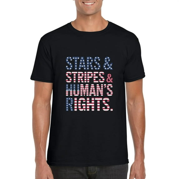 Stars Stripes And Human Rights 4 July Of Independence T-Shirt, for men & women, up to size 5XL