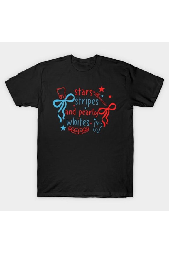 Stars Stripes And Pearly White Teeth Funny Dentist Dental 4th of July Unisex T-Shirt