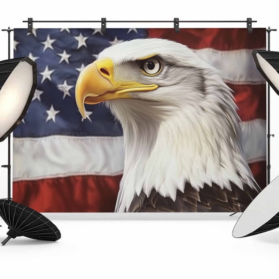 Stars And Stripes Backdrop for Photography,Fabric Photo Background Backdrop,Independence Day Eagle American Flag Photo Booth Background for Portrait Photoshoot Video Wedding Decoration Banner 7x5ft