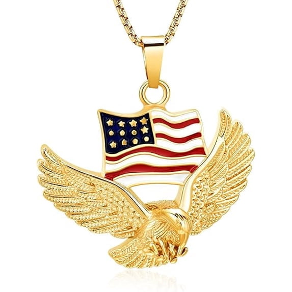 The Stars and the Stripes Eagle Urn Necklace for Ashes Animal Cremation Jewelry for Men Women Stainless Steel Memorial Urn Necklace Keepsake Jewelry of Loved Ones