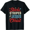 thumbnail image 1 of Stars Stripes Jesus Christ 4th Of July Religious Christian T-Shirt,Black, 1 of 6