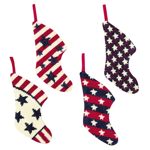 Stars & Stripes Petit Point Mini Stocking A/4