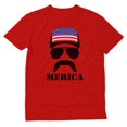 thumbnail image 1 of Stars & Stripes Pride" Men's T-Shirt - American Flag Cap Hat Graphic Tee - Patriotic 4th of July Apparel - Ideal for Independence Day Celebrations -USA Themed Outfit - Small Red, 1 of 6