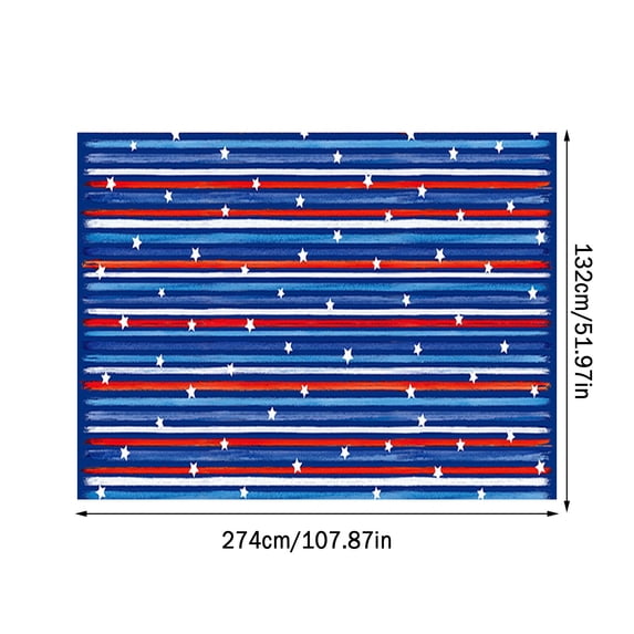 Stars and Stripes Red, White and Blue Patriotic Vinyl Tablecloth with Flannel Backing, Easy Care Indoor Outdoor Vinyl Tablecloth, 52 x 108 Inch Rectangle