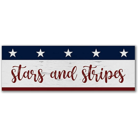 Stars & Stripes Rustic Wood Wall Sign 6x18
