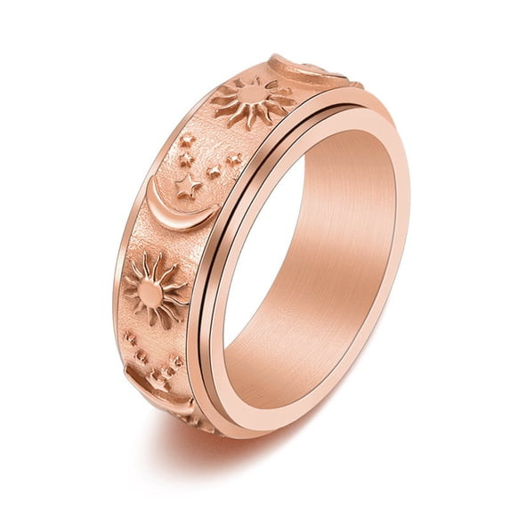 Stars Sun Moon Rotatable Titanium Steel Ring For Women Geometric Fashion Jewelry Design For Everyday Style Now