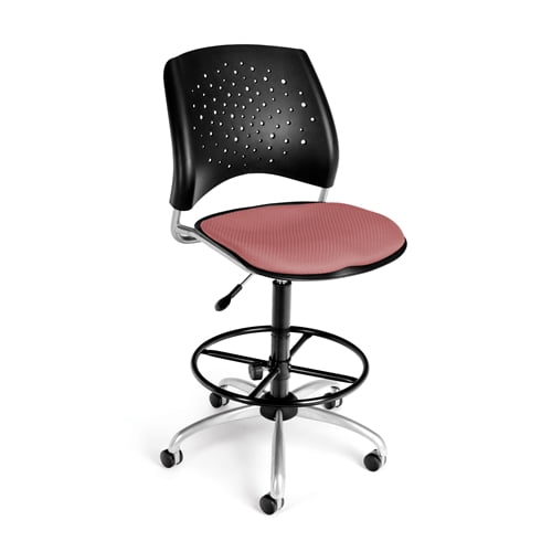 OFM Star Swivel Drafting Chair with Drafting Kit in Coral Pink