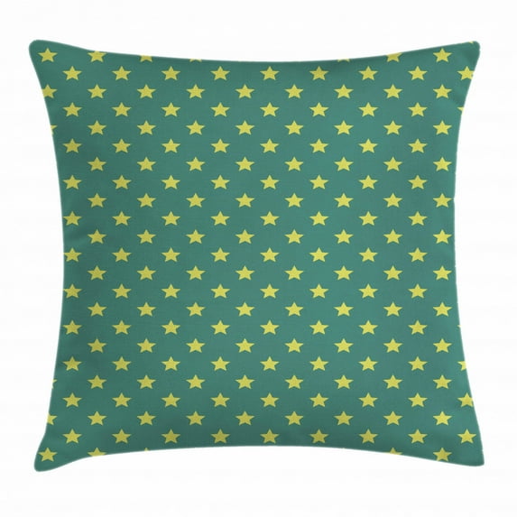 Stars Throw Pillow Cushion Cover, Vintage Style Geometric Pattern with Star Motifs in Green Shades, Decorative Square Accent Pillow Case, 20 X 20 Inches, Pale Green Pale Jade Green, by Ambesonne
