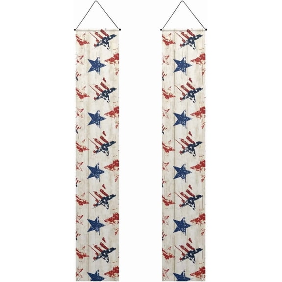 Stars USA Flag Front Door Hanging Banner USA Patriotic Design Summer Hanging Flag Porch Sign for Front Door Outdoor Seasonal Holiday Wedding Yard Decor Farmhouse Indoor Wall Backdrop