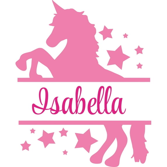 Stars Unicorn Unicorns Sparkle Customized Wall Decal - Custom Vinyl Wall Art - Personalized Name - Baby Girls Boys Kids Bedroom Wall Decal Room Decor Wall Stickers Decoration Size (20x12 inch)