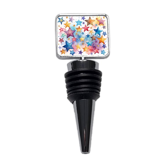 Stars Watercolor Wine Bottle Stopper Cap Plug