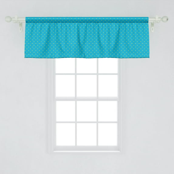 Stars Window Valance Pack of 2, Continuous Abstract Pattern of Mini Star Motifs Geometric Elements, Rod Pocket Curtain Valances Kitchen Bedroom, 2 Sizes, Sky Blue Yellow Green, by Ambesonne