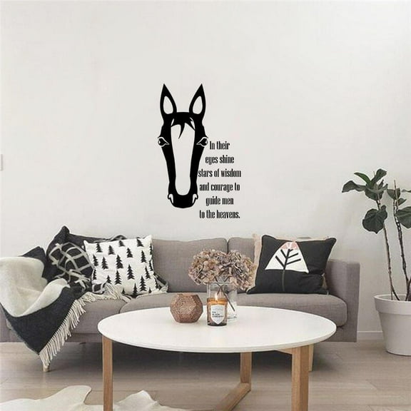 Stars of Wisdom and Courage Equestrian Quote Jumper Horse Jumping Horse Quotes Saying Wall Art Sticker Designs Vinyl Stickers For Home House Walls Rooms Window Bedroom Decoration Size (40x35 inch)