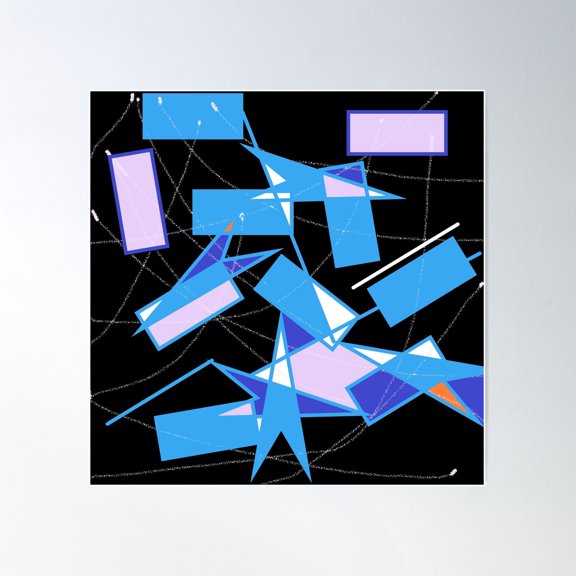 Stars With Stretched Squares Poster Wall Art, Modern Wall Decor For Living Room Bedroom, 24x24 UNFRAMED