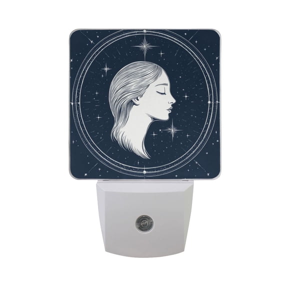 Stars Woman Profile LED Night Light with Smart Sensor Plug Into Wall Dusk to Dawn 2 packs