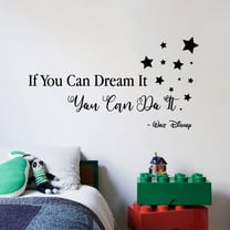 Stars If You Can Dream It Walt Disney Quote Positive Life Inspiration Quotes Saying Wall Art Sticker Designs Vinyl Stickers For Home House Walls Rooms Windows Bedroom Decoration Size (27x30 inch)