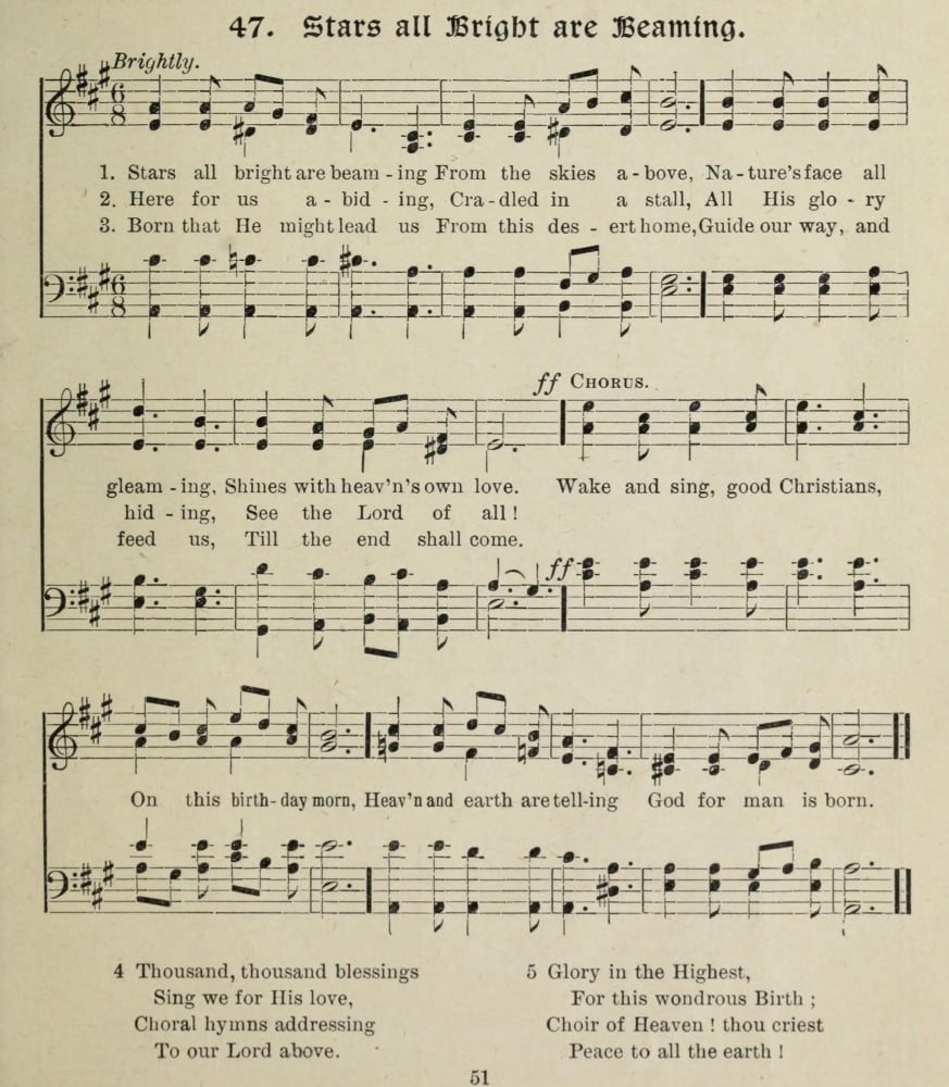 Stars all Bright are Beaming Gems of Christmas Song 1910 Canvas Art - (18 x 24)