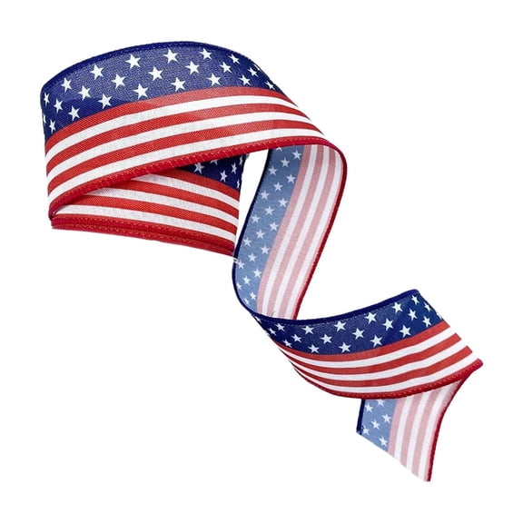 Stars and Bars Patriotic Ribbon, American Flag Wired Ribbon, Rustic 4th of July Decoration, DIY Crafts, USA Decor, Rustic, Veterans Day, Christmas