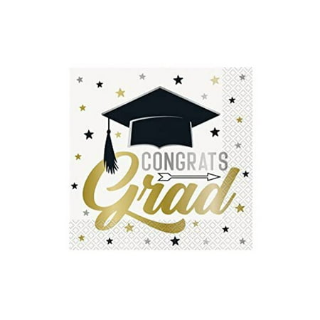 Stars and Caps "Congrats Grad" 16 Ct Graduation Luncheon Napkins