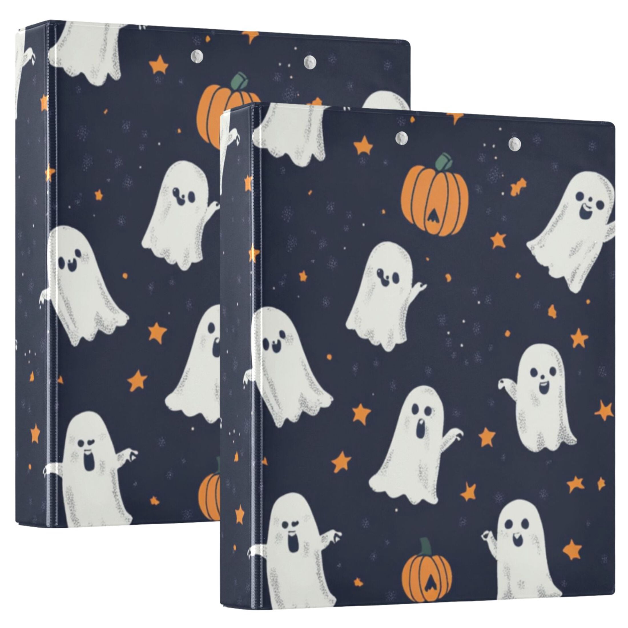 Stars and Ghosts 3 Ring Binders 1.5 inch Hardcover File Folders with Interior Pockets A4 Size Organizer for School Office Hospital