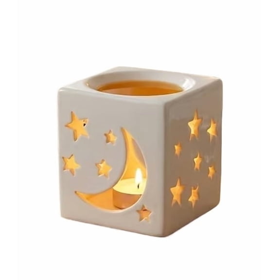 Stars and Moon Ceramic Essential Oil Diffuser - Elegant Aromatherapy Lamp for Home Relaxation and Dcor