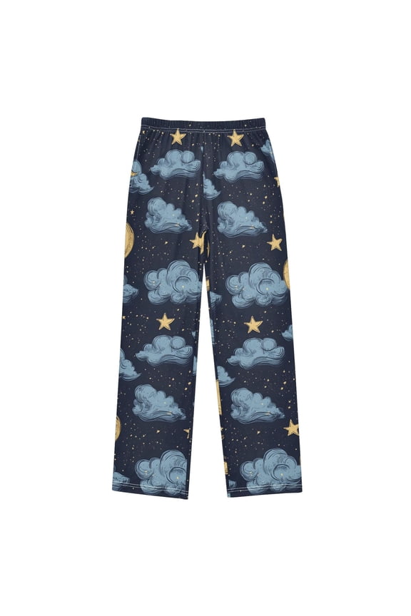 Stars and Moon Pattern Pajama Pants Soft Lightweight Lounge Pants Bottoms Sleep Pants Warm Comfy