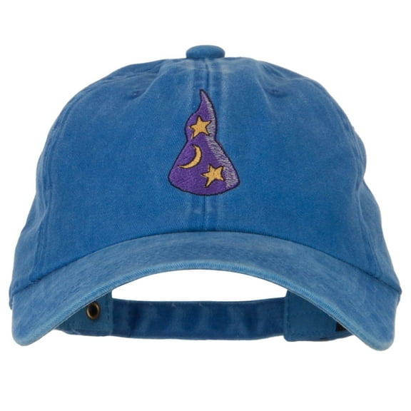 Stars and Moon Wizard Hat Embroidered Halloween Cap - Royal OSFM