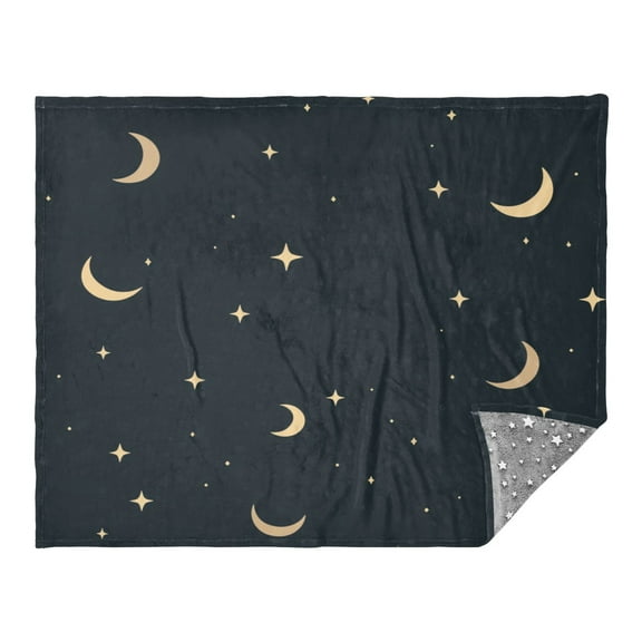 Stars and Moons Pattern Design Camping Blankets Bed Throws and Cozy Travel Blanket Fluorescence 70x55in Double Sided