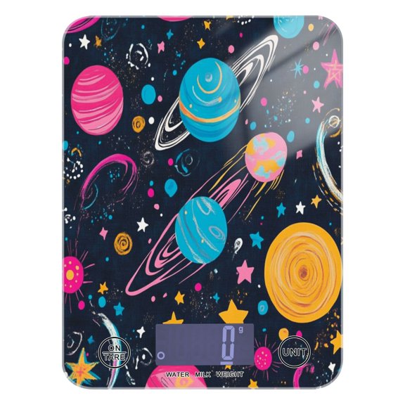 Stars and Planets Pattern Food Scale Digital Kitchen Scale Waterproof Grams Ounces lbs for For Baking and Cooking