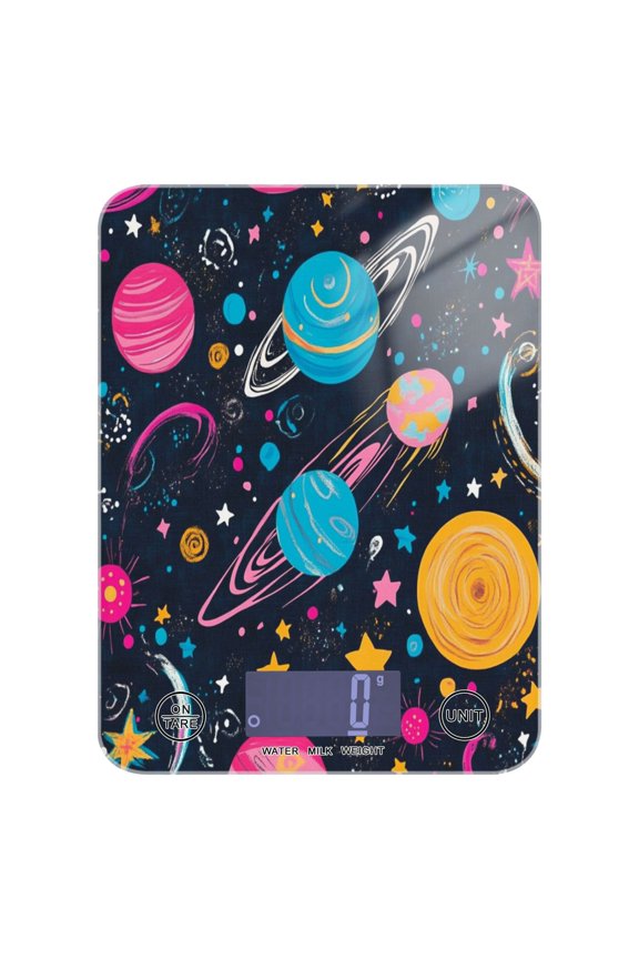 Stars and Planets Pattern Food Scale Digital Kitchen Scale Waterproof Grams Ounces lbs for For Baking and Cooking