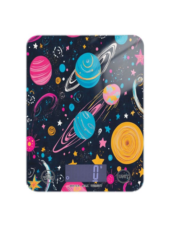 Stars and Planets Pattern Food Scale Digital Kitchen Scale Waterproof Grams Ounces lbs for For Baking and Cooking